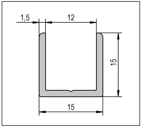 KIT PROFILE ALU NOIR POUR VERRE 8MM AVEC JOINT D'ETANCHEITE