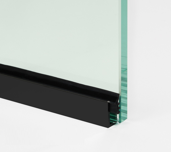 KIT PROFILE ALU NOIR POUR VERRE 8MM AVEC JOINT D'ETANCHEITE
