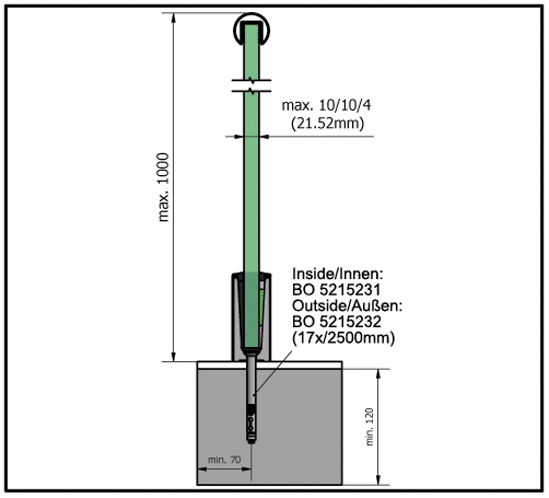 PROFILÉ POUR GARDE CORPS 2,5m (BO5215228)